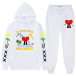 New Bad Bunny Men's Tracksuit Trend New Hooded 2 Pieces Set